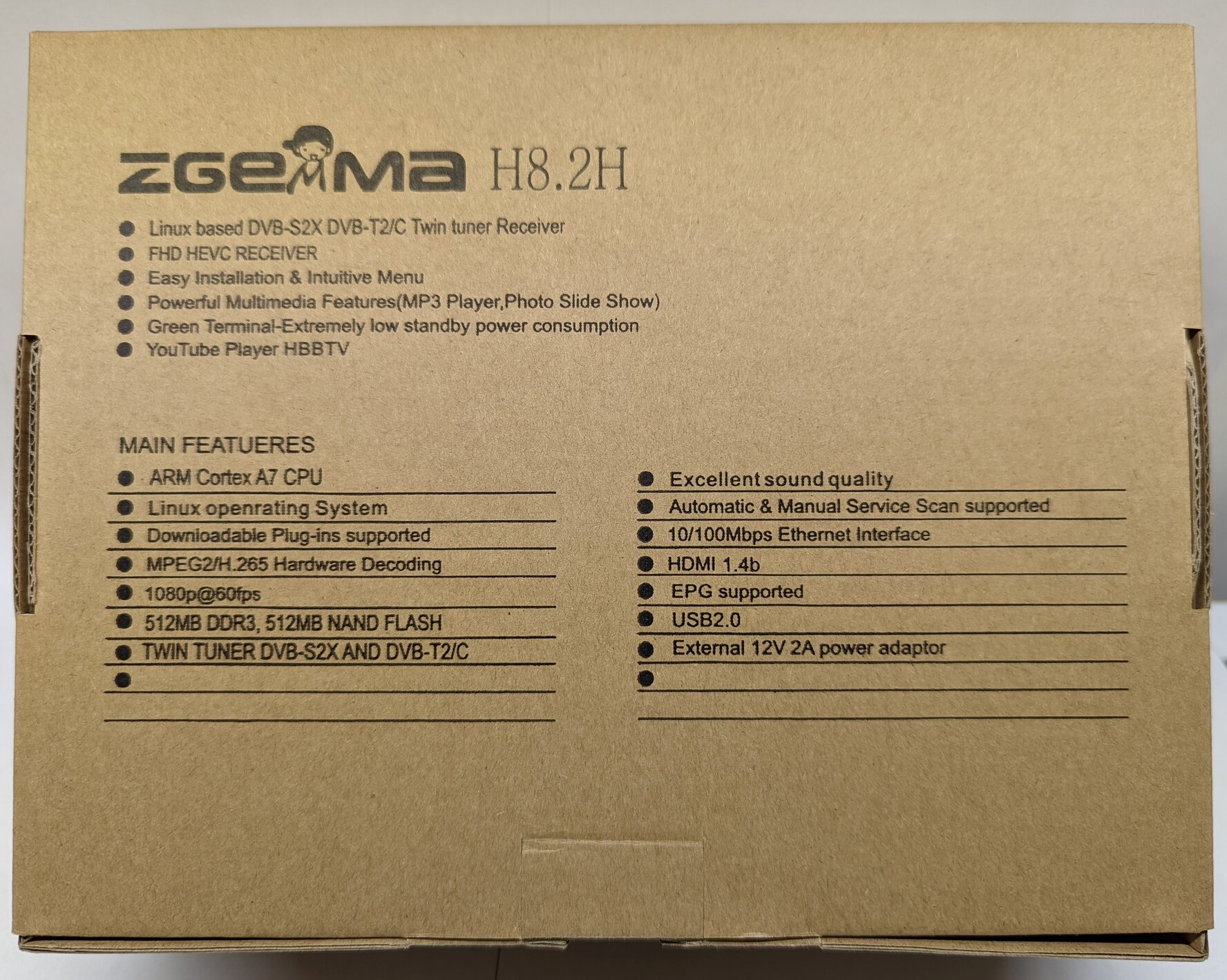 Zgemma H8.2h: Full HD 1080P Satellite Receiver with DVB-S2X + DVB