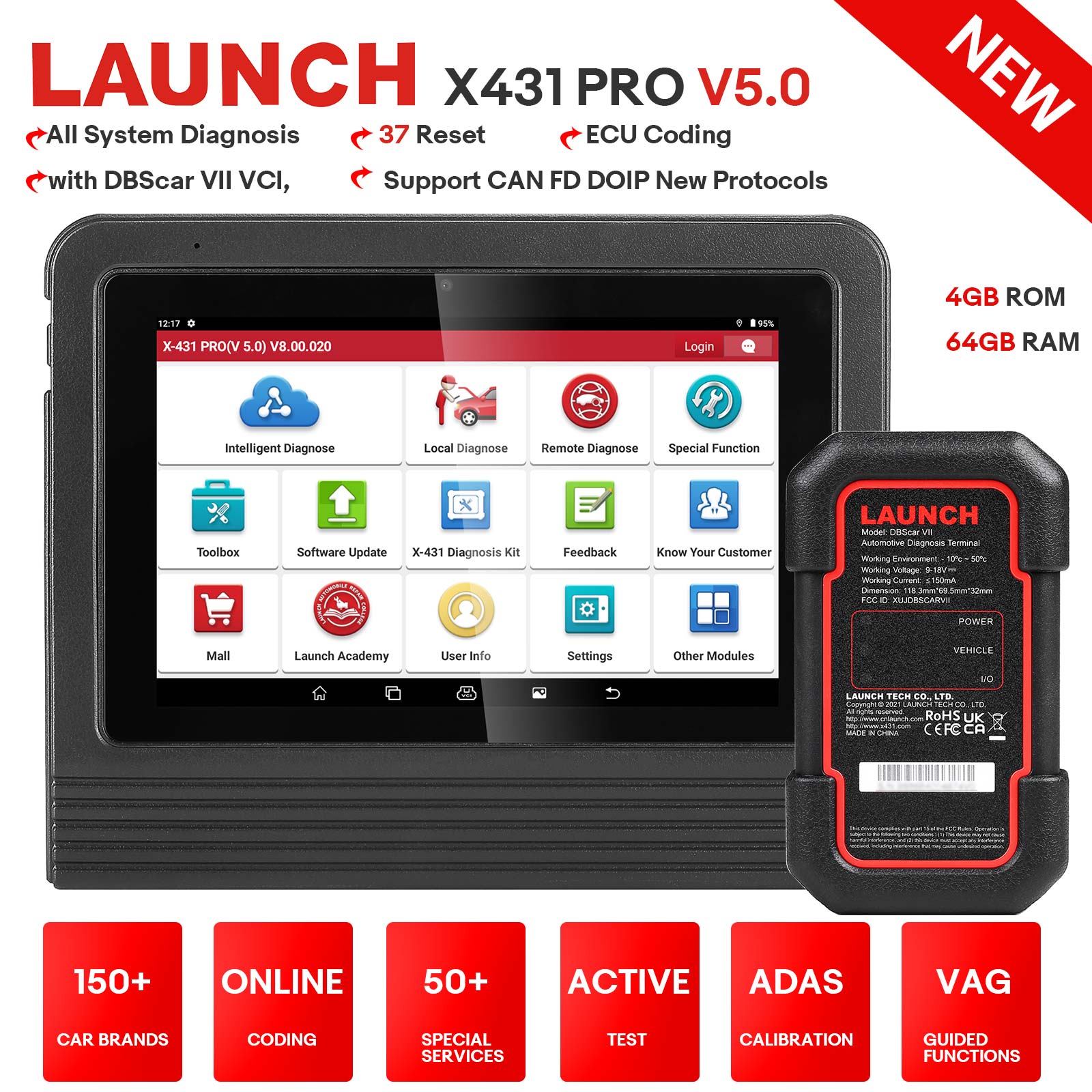Launch X431 PRO v5.0 (1) LAUNCH X431 PRO V5.0 Professional Diagnostic Scanner - Image 1