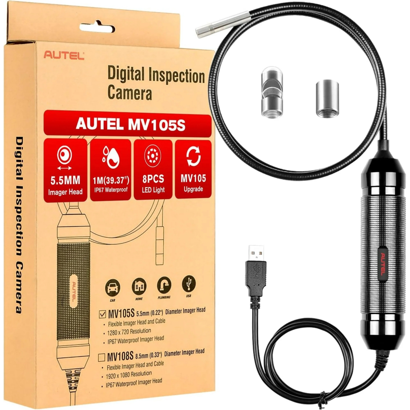 MV105S (1) Autel MaxiVideo MV105S 5.5 mm Digital Inspection Camera / Borescope - Image 1